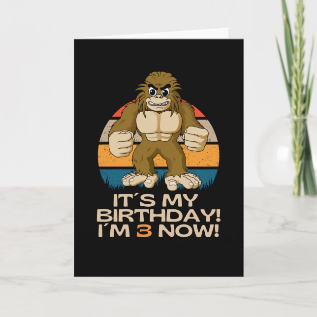 Tredje födelsedagen 3 år Lilla Bigfoot Kort (Framsida)