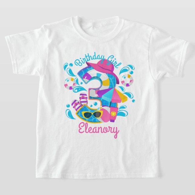Tredje födelsedagen bassäng Party T Shirt (Laydown)