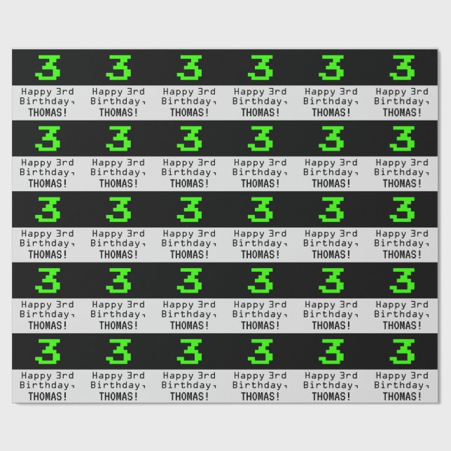 Tredje födelsedagen - Nerdy/Geeky Stil "3" och Nam Presentpapper (Platt)