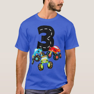 Tredje födelsedagen Tre monster Lastbilar nummer 3 T Shirt