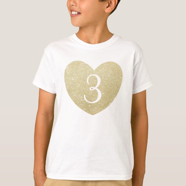 Tredje födelsedagens Personlig i Glitter Tee Shirt (Framsida)