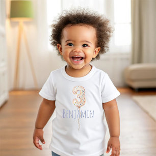 Tredje födelsedagsballongens milstolpe födelsedags t shirt
