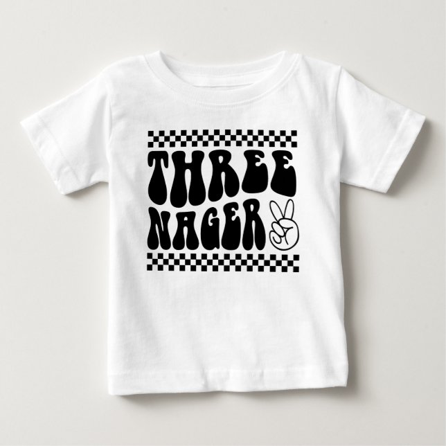 Tredje födelsedagshotet Retro 3:e födelsedagsbarne T Shirt (Framsida)