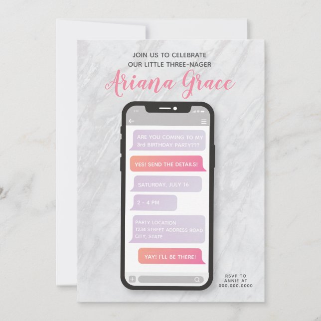 Tredje födelsedagsinbjudan till en flicka inbjudningar (Framsida)