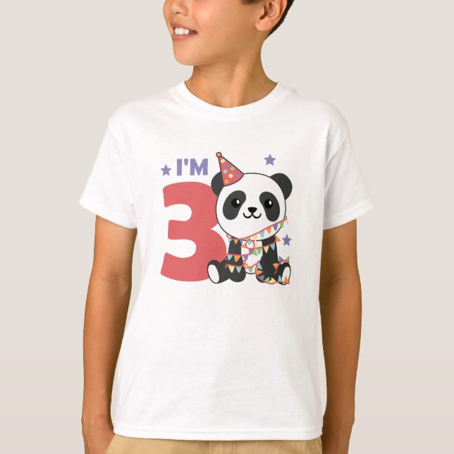 Tredje födelsedagspanda för barn 3 år T- Shirt T (Framsida)