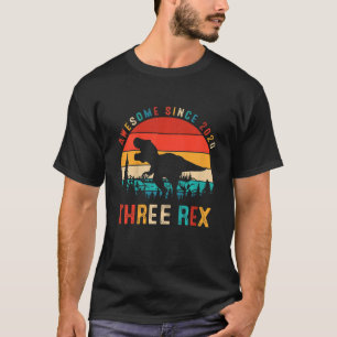 Tredje födelsedagspressen för barn 3 Rex 3 T Shirt
