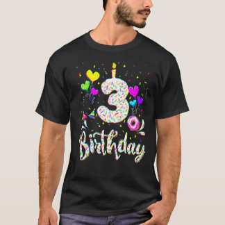 Tredje födelsedagstjuppet 3 år gammal Bday Doughnu T Shirt