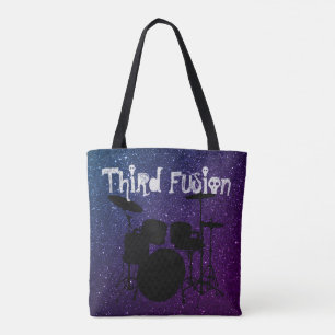 Tredje fusion trummar lilor & blått tygkasse