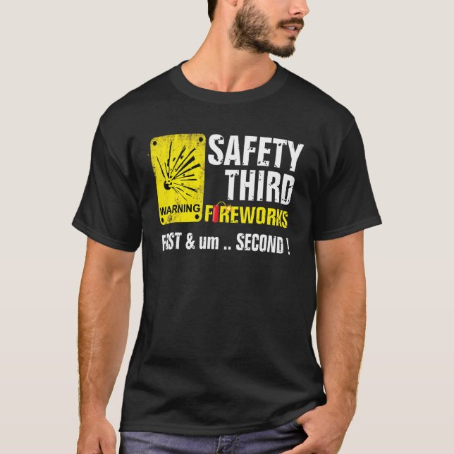 tredje fyrverkeriet i säkerhet 4:e juli-brandsläck t shirt (Framsida)