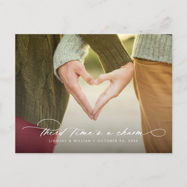 Tredje gången är en charm Ändra datum Meddelande Vykort (Framsida)