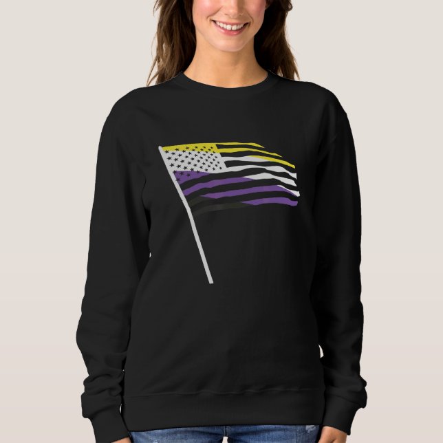 Tredje Genderna LGBT Proud Nonbinary USA flagga Qu T Shirt (Framsida)