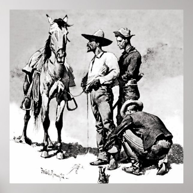 Tredje kavallerisoldater av Frederic Remington Poster (Framsidan)