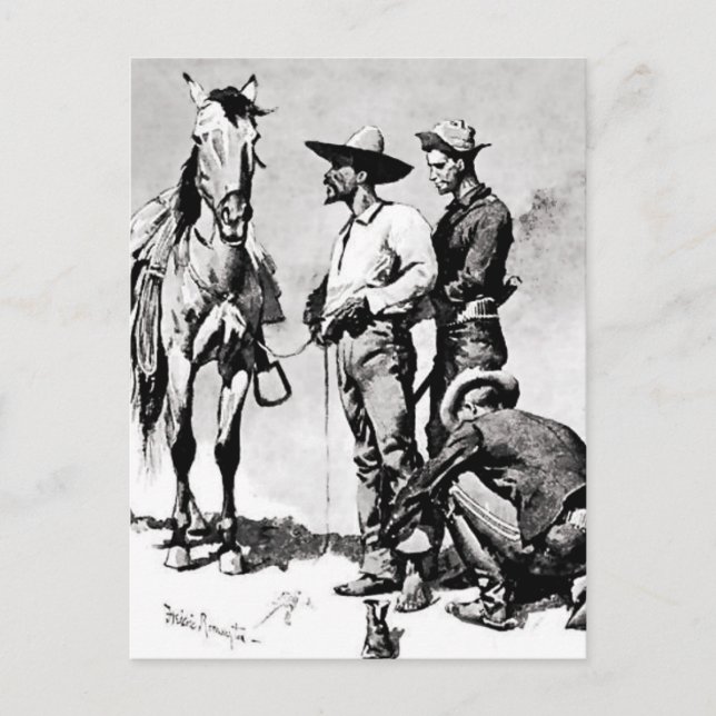 Tredje kavallerisoldater av Frederic Remington Vykort (Framsida)