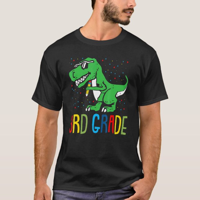 Tredje Klass-Back to school-dinosaur Rex Studenter T Shirt (Framsida)