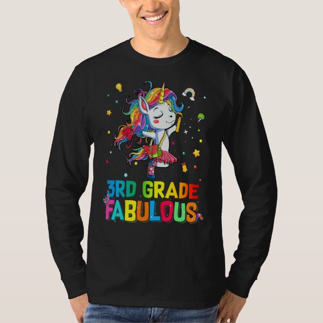 Tredje Klass Fabulous Ballet Unicorn Back to schoo T Shirt (Framsida)