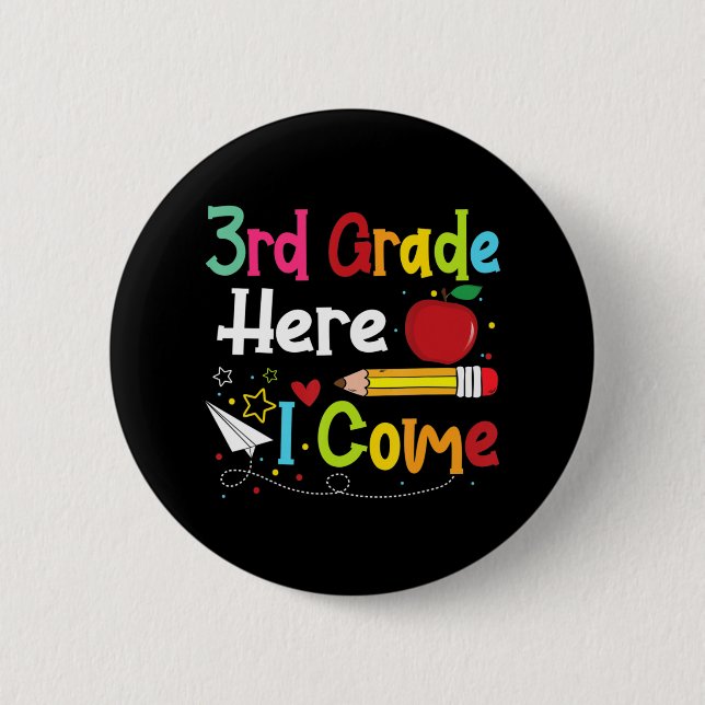 Tredje Klass I Kom Lärare Back to school Boys Knapp (Framsida)