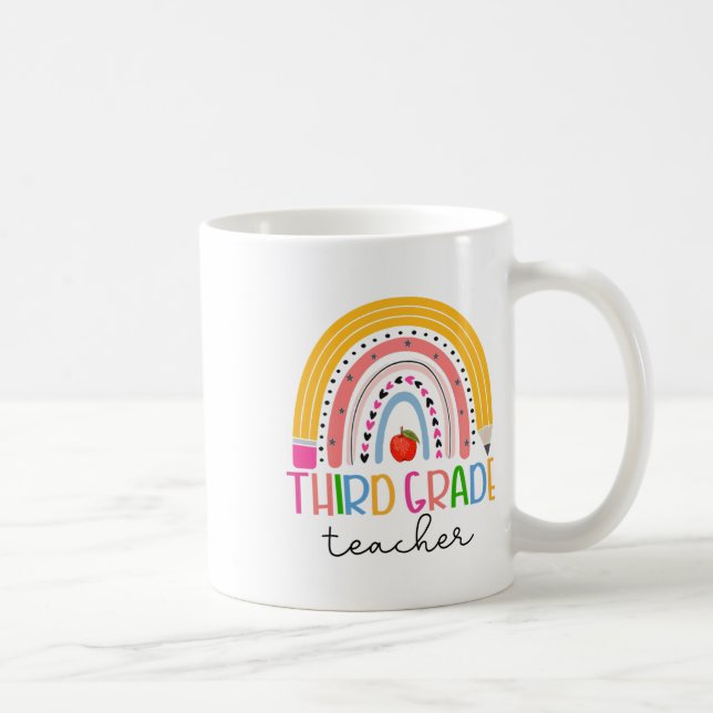 Tredje klass lärar Ck till skolan Boho regnbåge Le Kaffemugg (Höger)