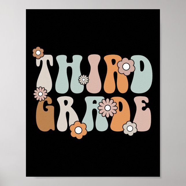 Tredje Klass-läraren Boho Flower Back to school Poster (Framsidan)