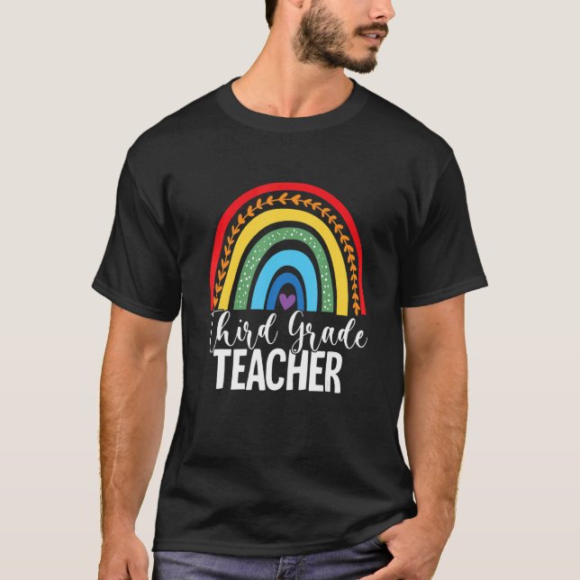 Tredje Klass-läraren Rainbow Back to school 3rd Gr T Shirt (Framsida)