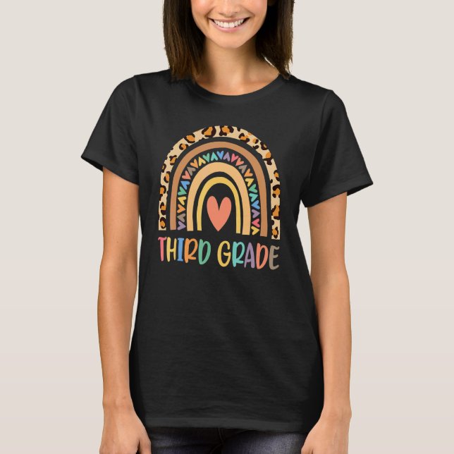 Tredje Klass-läraren Rainbow Leopard Tredje Klass  T Shirt (Framsida)