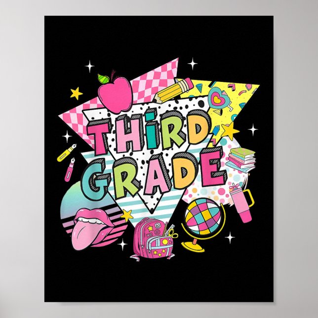 Tredje Klass-läraren Student Back to school Lyckli Poster (Framsidan)