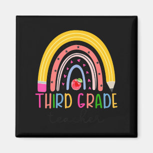 Tredje Klass-lärarregeraren Rainbow Teacher Back t Magnet