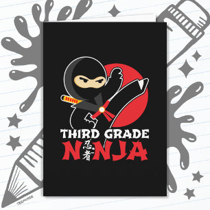 Tredje Klass Ninja Kick Första dagen Back to schoo Kort