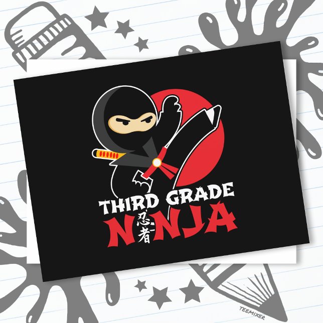 Tredje Klass Ninja Kick Första dagen Back to schoo Vykort (Skapare uppladdad)