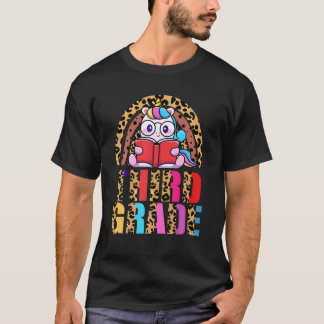 Tredje Klass Rainbow Leopard Funny Unicorn Teacher T Shirt