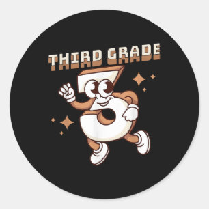 Tredje klass retro rolig 3 tillbaka till skolan fl runt klistermärke