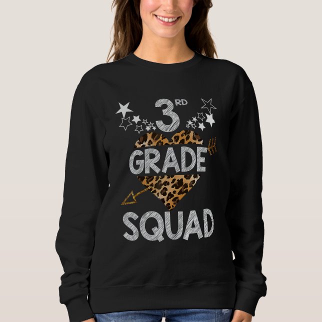 Tredje Klass Squad Heart Leopard Back to school Te T Shirt (Framsida)