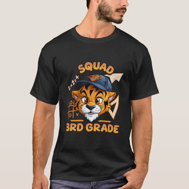 Tredje Klass Square 3Rd Klass Team Tiger Första da T Shirt (Framsida)