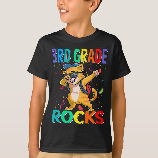 Tredje Klass-Sten Cat Back to school T-Shirt (Framsida)