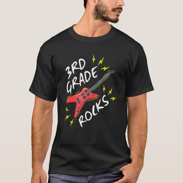 Tredje Klass Sten Guitar Music Back to school T Shirt (Framsida)