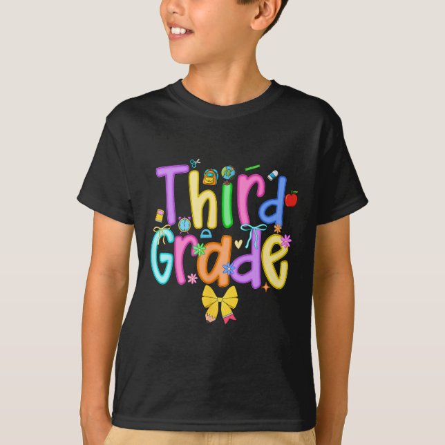 Tredje klass tillbaka till skolan flickor Bow 3:e  T Shirt (Framsida)