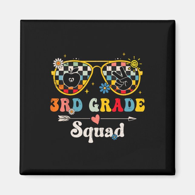 Tredje Klass-torget Cute Groovy Lärare Student bak Magnet (Framsidan)