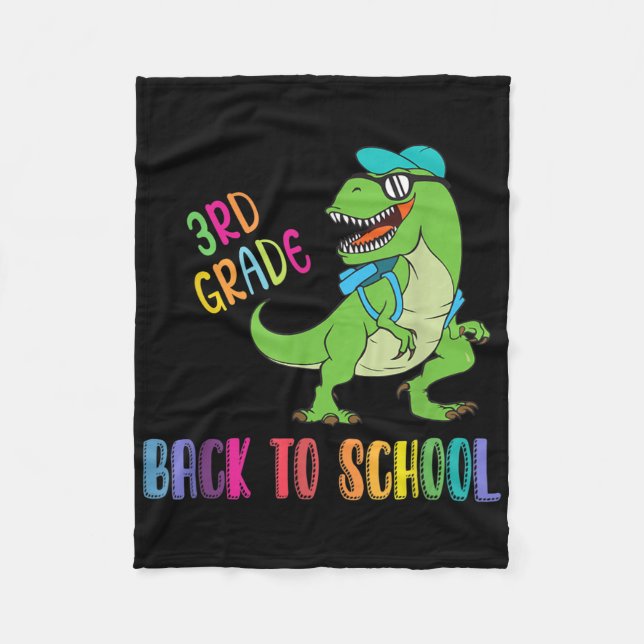 Tredje klass Tredje klass Rolig T-rex tillbaka til Fleecefilt (Framsidan)