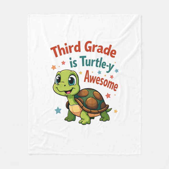 Tredje klass Turtle-y Awesome 3:e klass tillbaka t Fleecefilt (Framsidan)