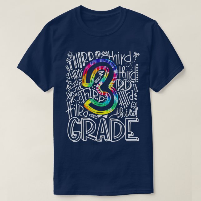 Tredje Klass-typografiteamet Kids Lärare tillbaka  T Shirt (Design framsida)