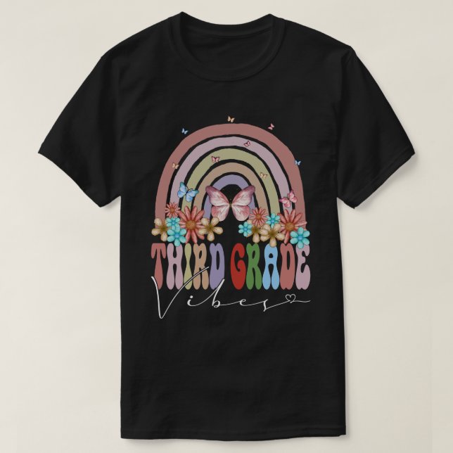 Tredje Klass Vibes Back to school Rainbow Retro Gr T Shirt (Design framsida)