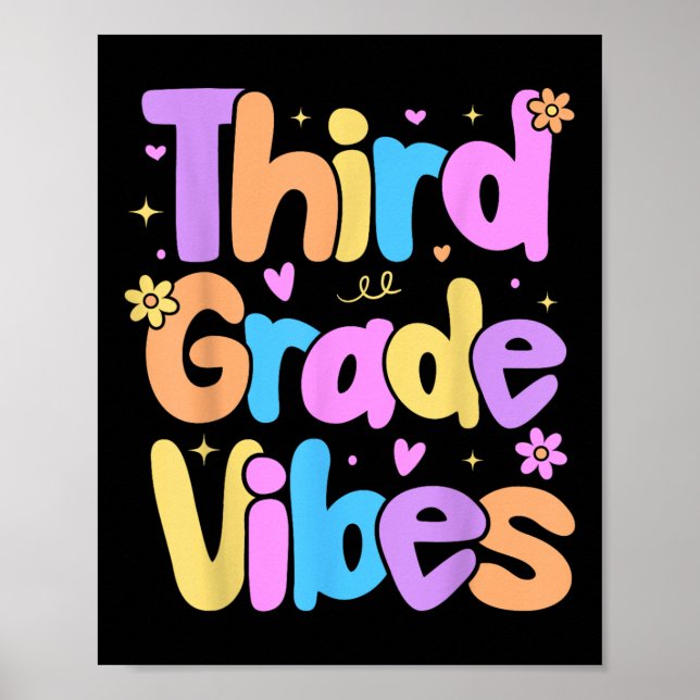 Tredje Klass Vibes Kids Back to school Preppy Grap Poster (Framsidan)