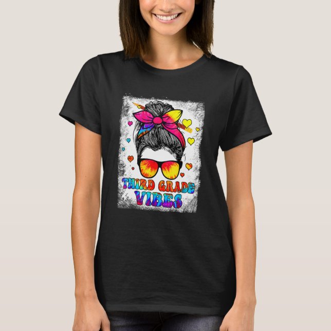 Tredje Klass Vibes Messy Bun Back to school Kids G T Shirt (Framsida)