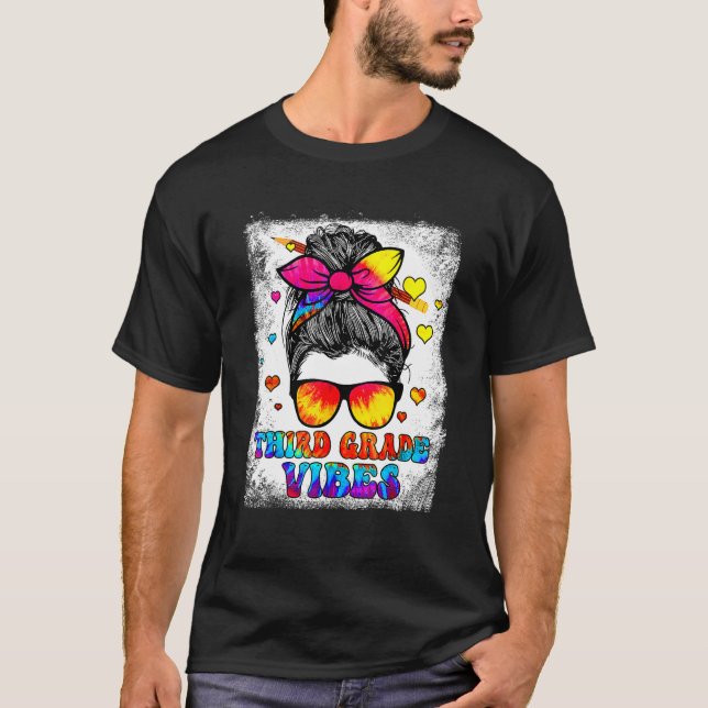 Tredje Klass Vibes Messy Bun Back to school Kids G T Shirt (Framsida)