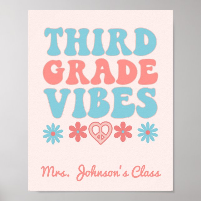 Tredje Klass Vibes - Retro Classroom Poster (Framsidan)