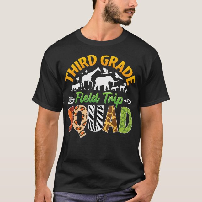 Tredje Klass Zoo Fält Resa Squad Matching Teacher T Shirt (Framsida)