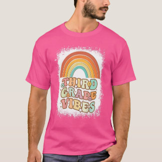 Tredje klassens vibbar Regnbåge Blekt Retro 1:a da T Shirt