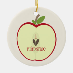 Tredje klasslärareprydnad - halva röda Apple Julgransprydnad Keramik