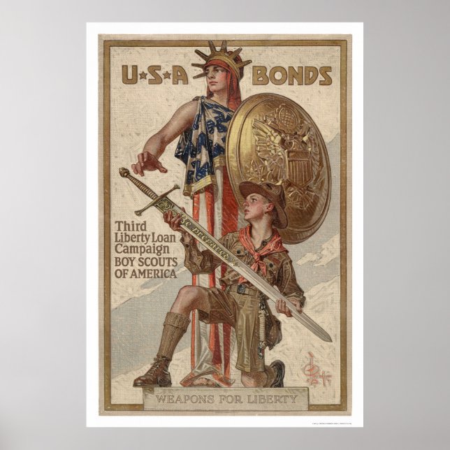 Tredje liberty Loan Kampanj Boy Scouts (återupprät Poster (Framsidan)