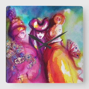 TREDJE MASK / Venetian Masquad Fyrkantig Klocka