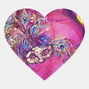 TREDJE MASK/ Venetian MasqueraRosa Heart Hjärtformat Klistermärke